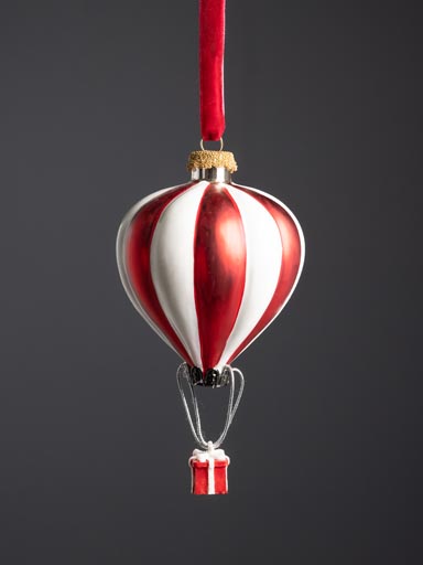 Red & white air balloon with gift
