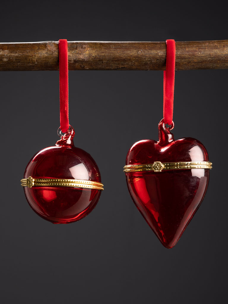 S/2 xmas heart and ball box - 1