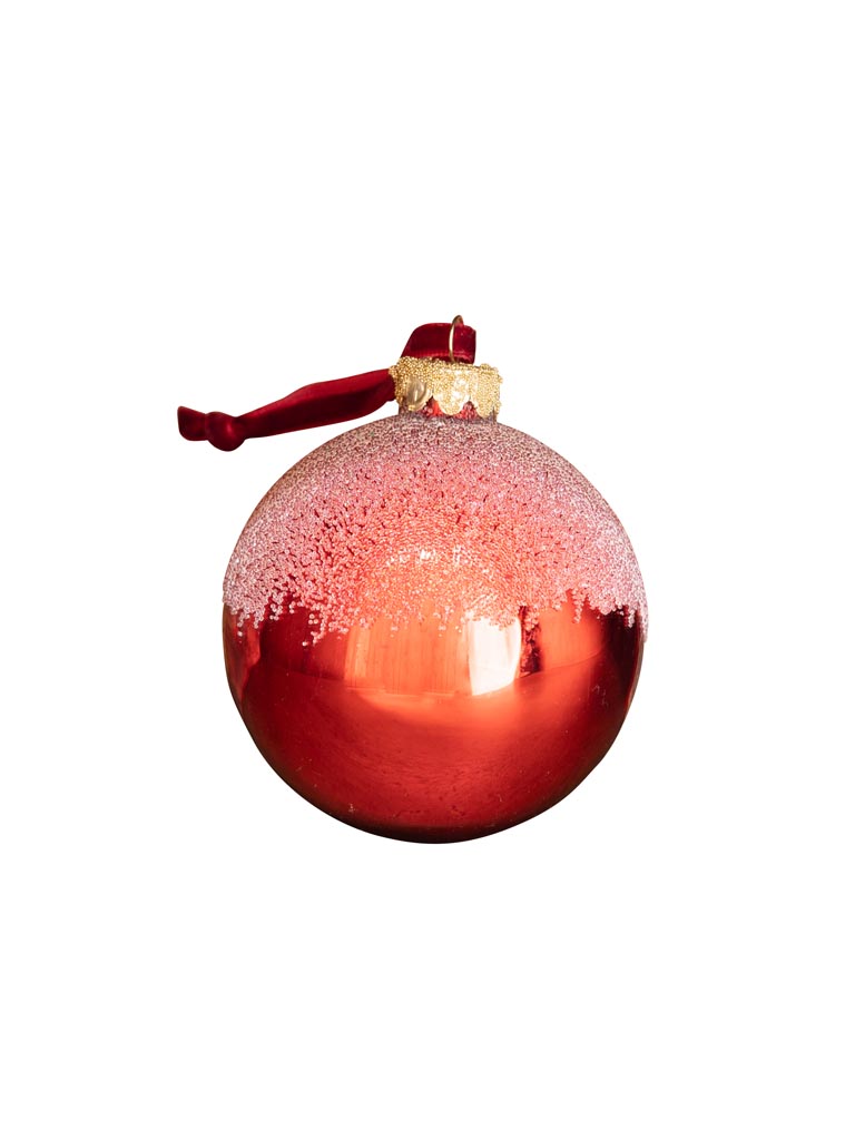 Red xmas ball with frosting - 2