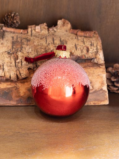 Red xmas ball with frosting