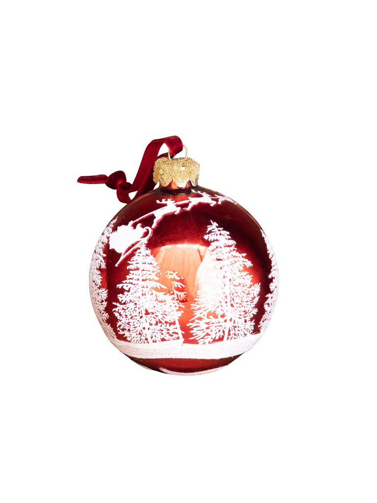 Red Xmas ball with snowy decor - 2