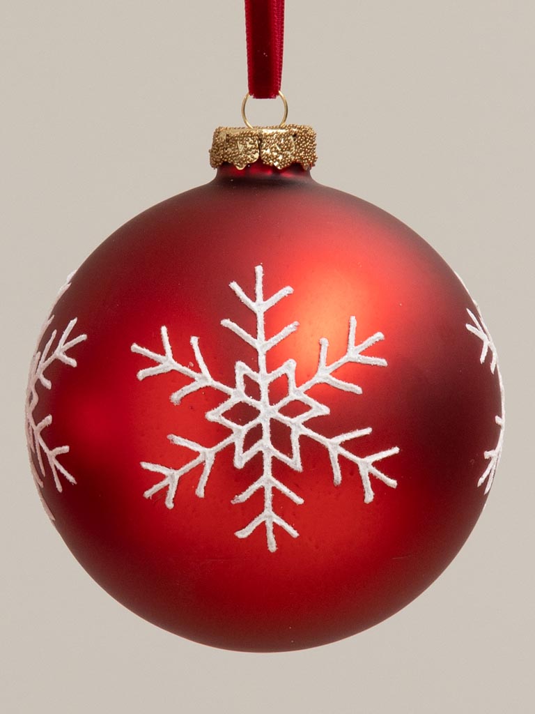 S/2 red xmas balls with white tree/snowflake - 3