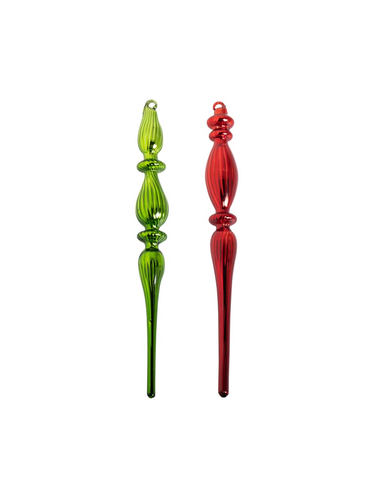 S/2 xmas finial deco red and green - 2