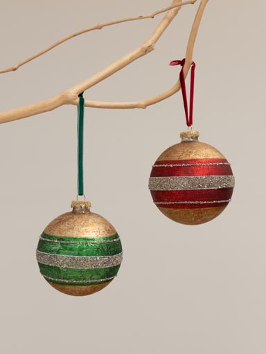 S/2 Xmas balls Diwali red & green