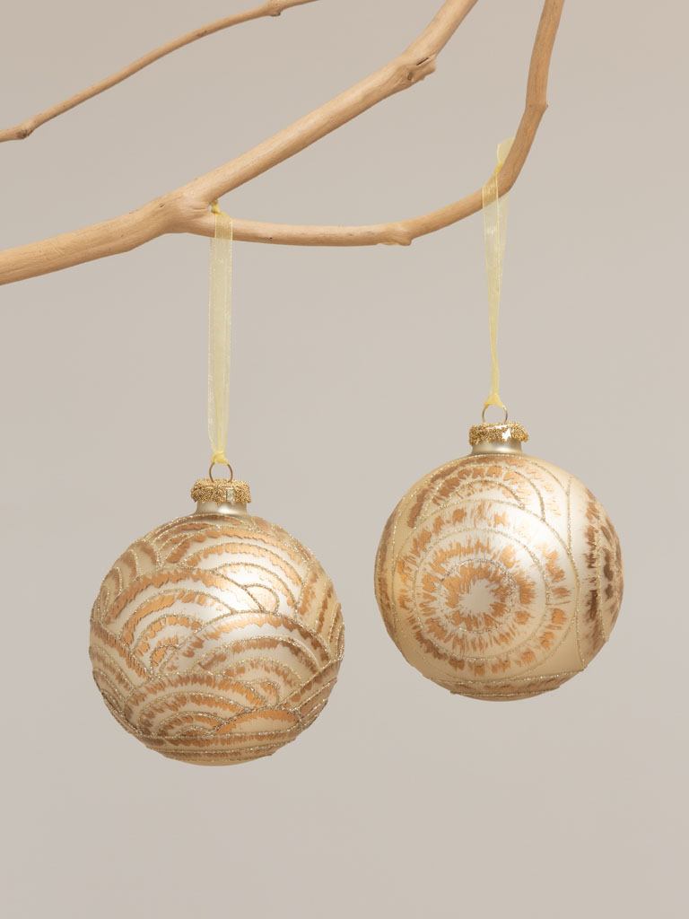 S/2 Xmas balls Dubai gold painted - 1