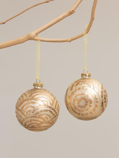 S/2 Xmas balls Dubai gold painted