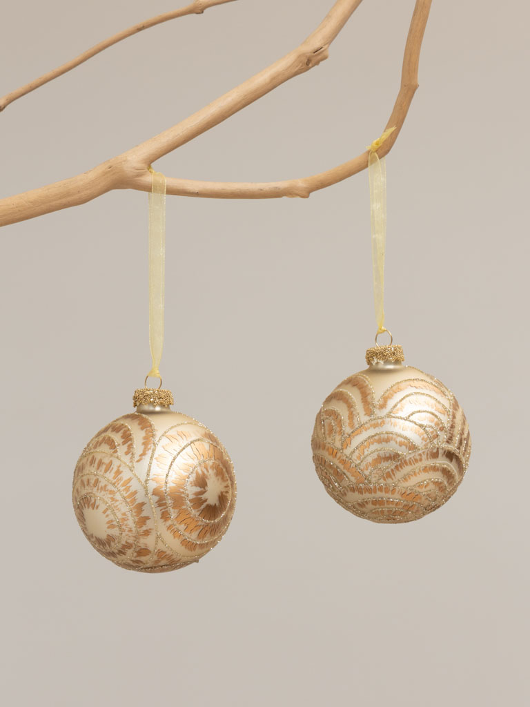 S/2 Xmas balls Dubai gold painted - 1