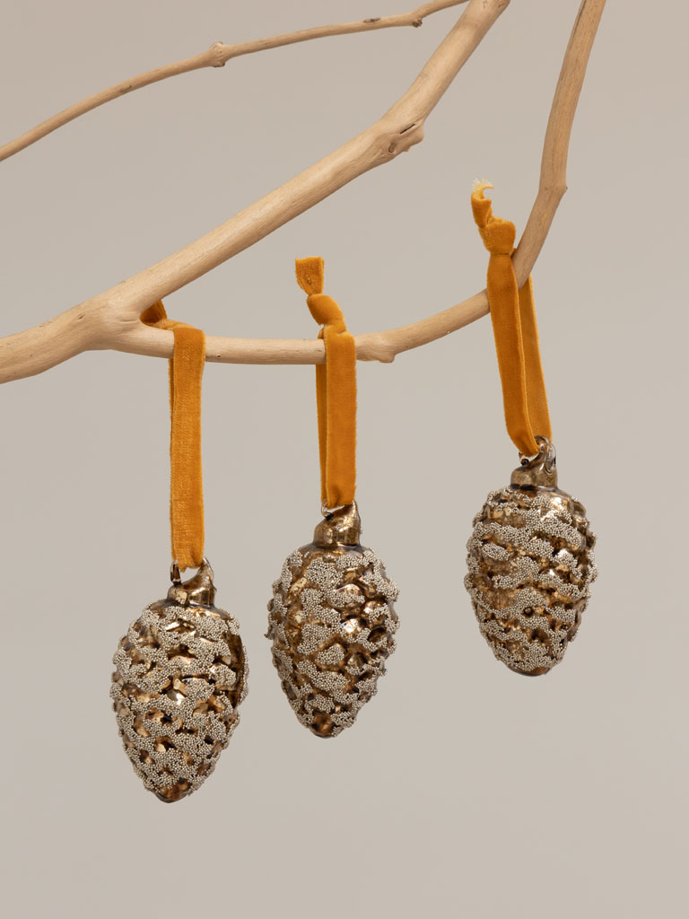 S/3 pinecones copper finish - 1