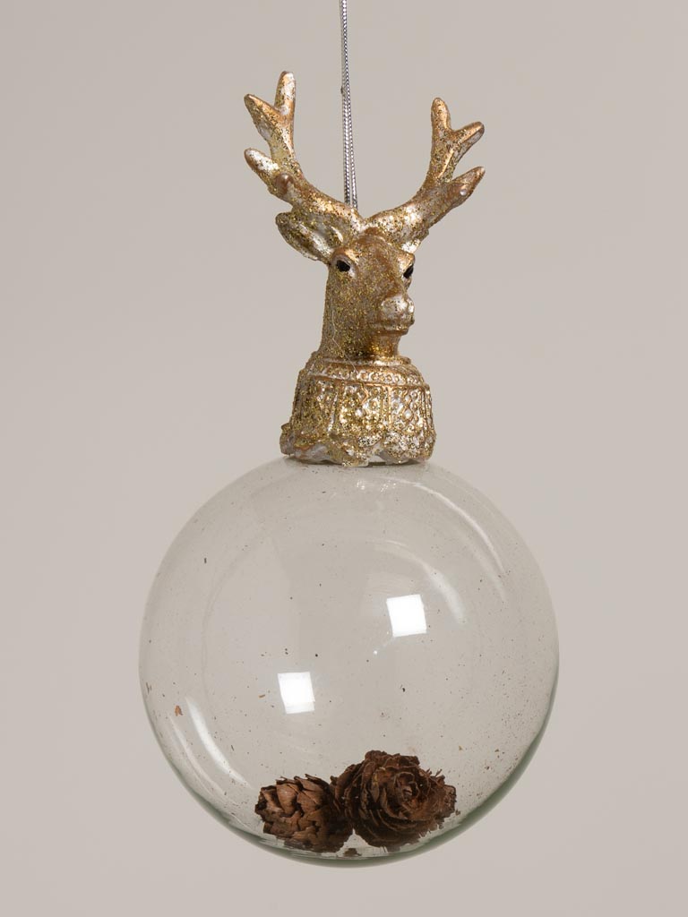 Xmas ball deerhead with pinecones - 3