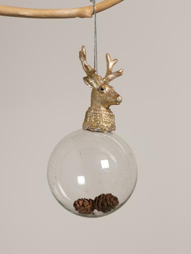 Xmas ball deerhead with pinecones