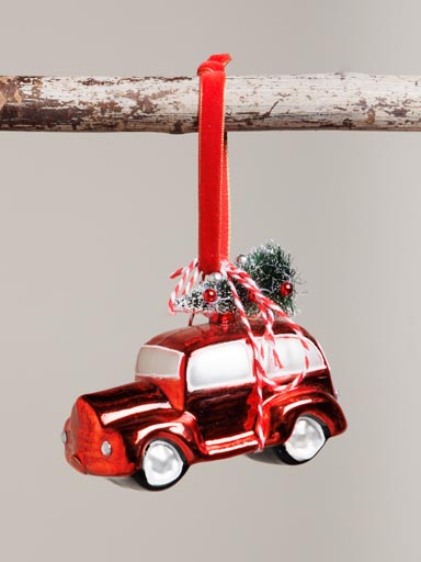 Red Xmas ball car & Xmas tree