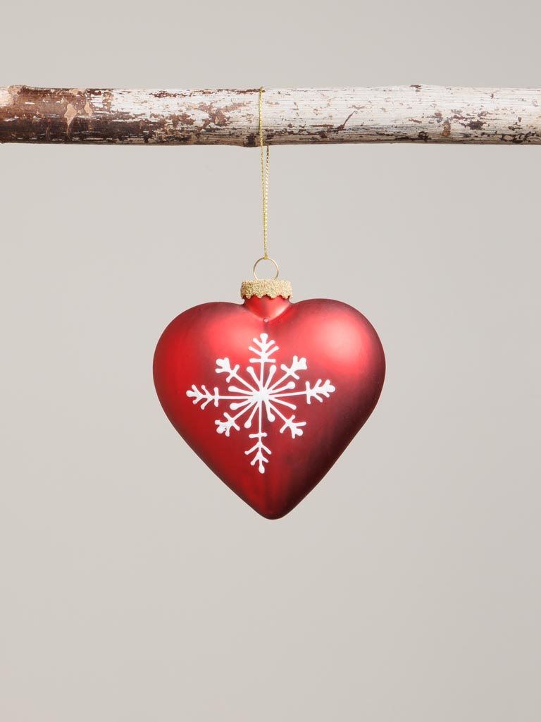 Xmas ball Frozen red heart - 1
