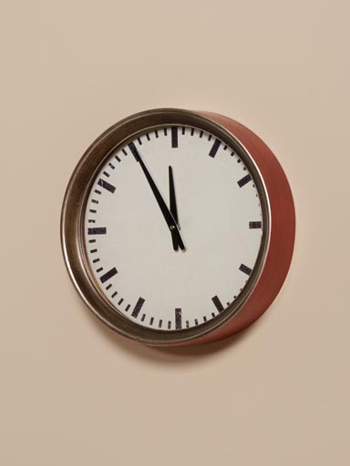 Burgundy metal clock Hornu