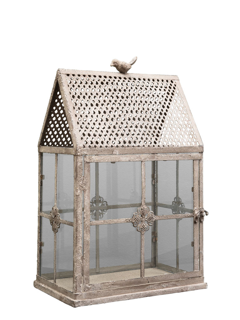 Candle holder greenhouse style with bird - 2
