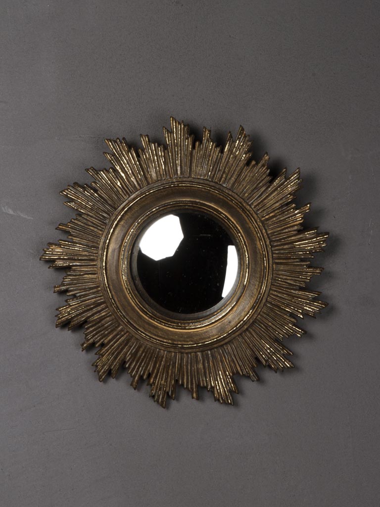 Miroir convexe soleil doré antique - 1