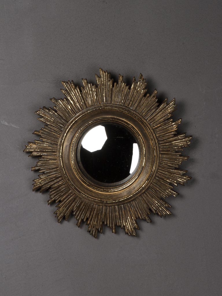 Antique gold convex mirror - 1