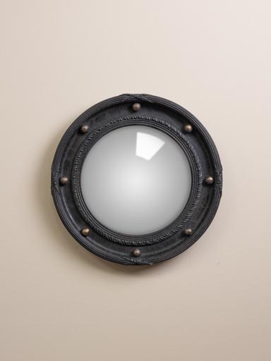 Black convex mirror antique golden balls