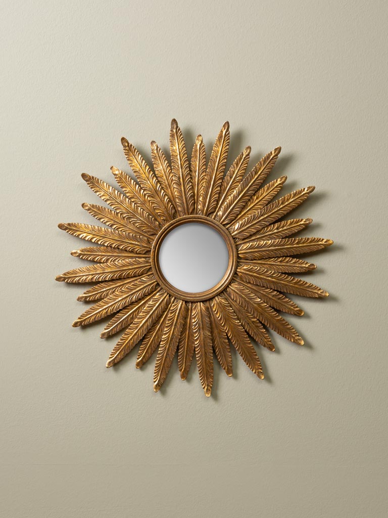 Miroir convexe plumes d'or - 1