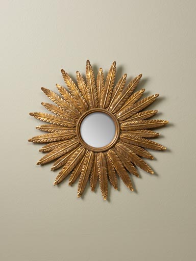 Miroir convexe plumes d'or