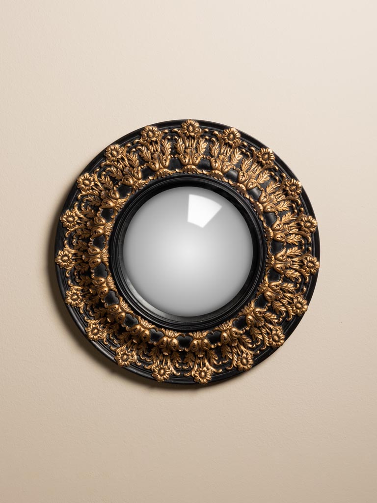 Black convex mirror golden decor - 1