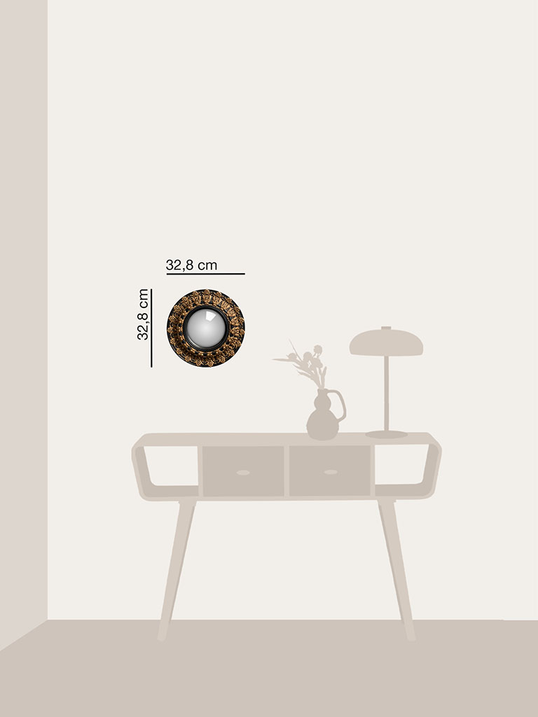 Black convex mirror golden decor - 3