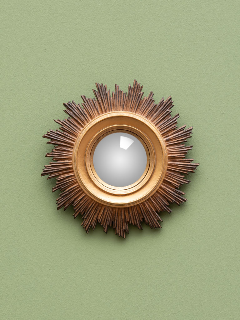 Small Ex-voto sun gold convex mirror - 1