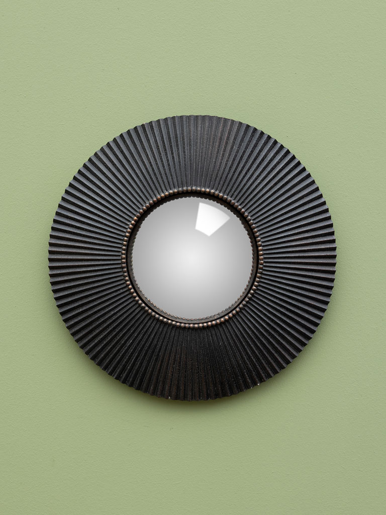 Small black convex mirror with stripes - 1