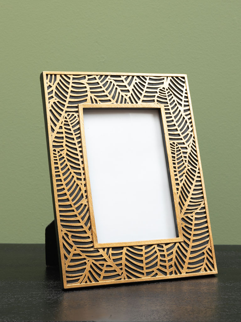 Photo frame black and gold leaves (10x15) - 1