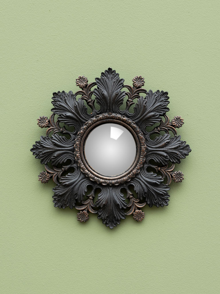 Convex mirror black leaves and flowers - 1