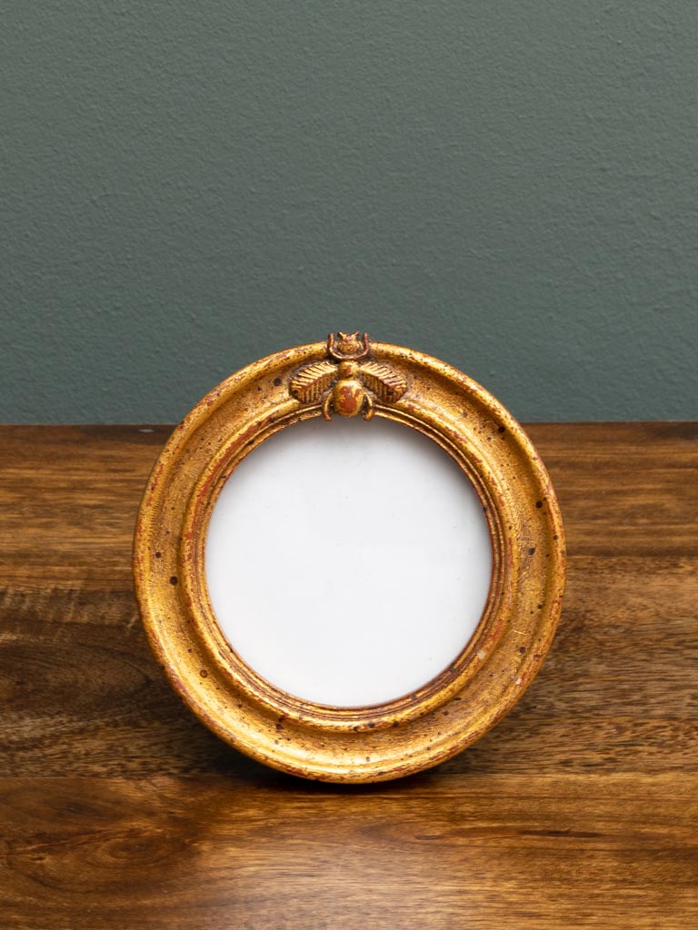 Small round photo frame golden bee (6.5x6.5) - 3