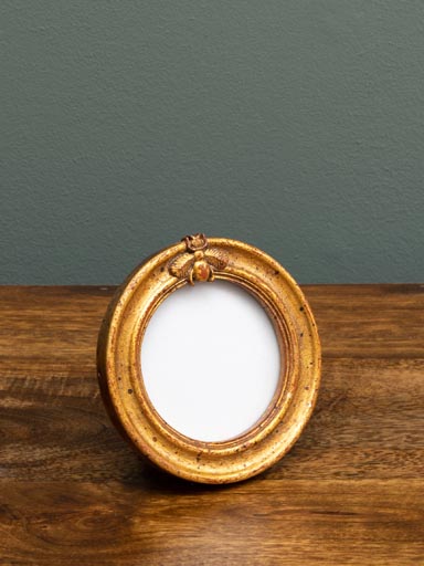 Small round photo frame golden bee (6.5x6.5)