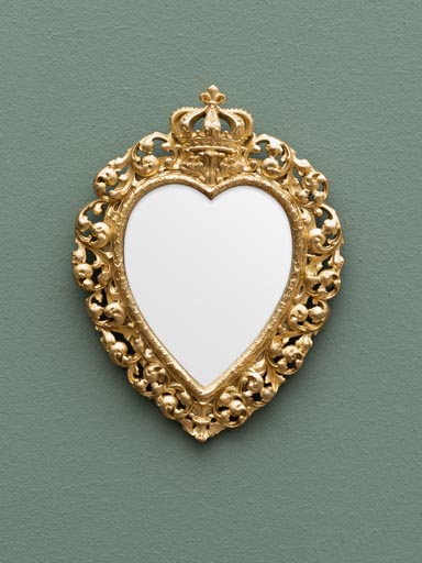 Heart & crown golden mirror