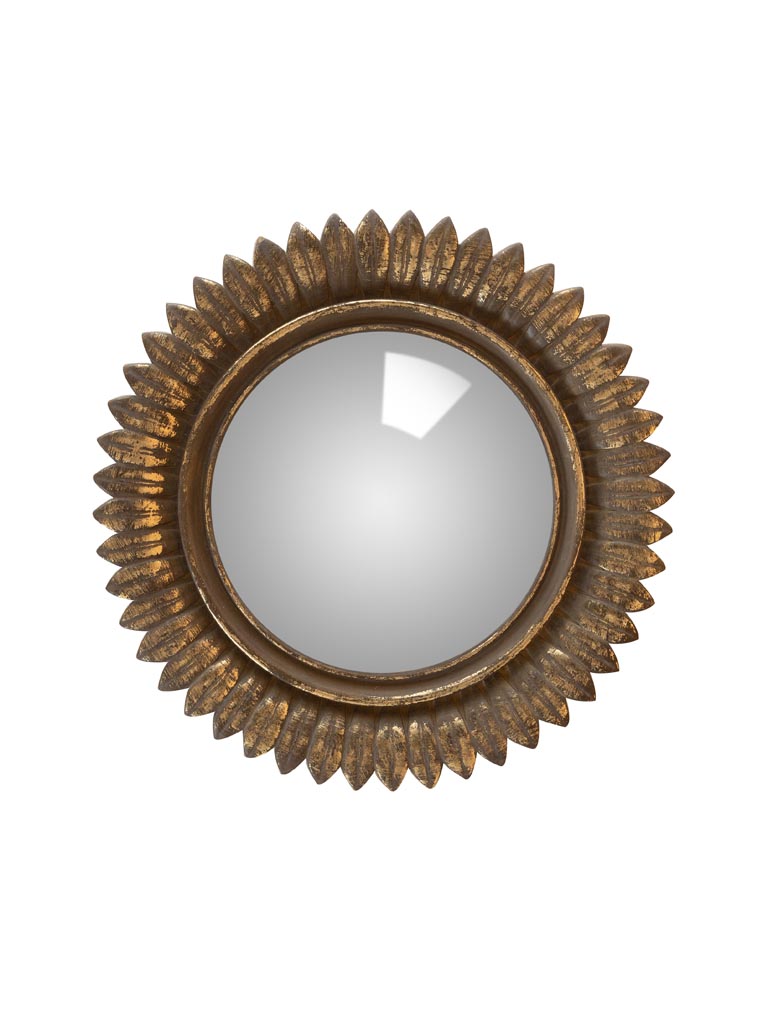 Miroir Convexe Dans Cadre Noir Et Guirlande Dorée Chehoma 34612