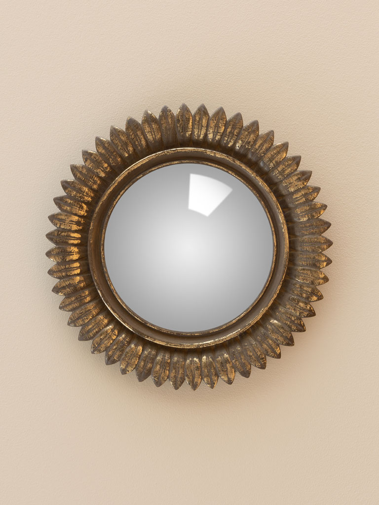 Miroir convexe plumes dorées - 1