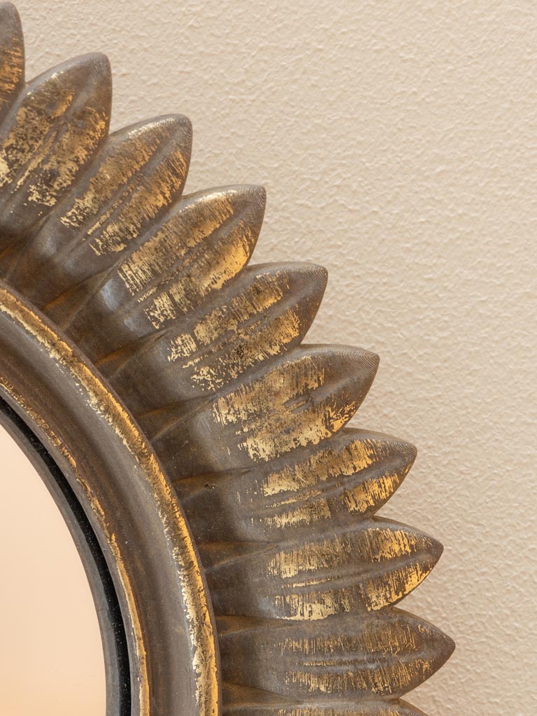 Miroir convexe plumes dorées - 3