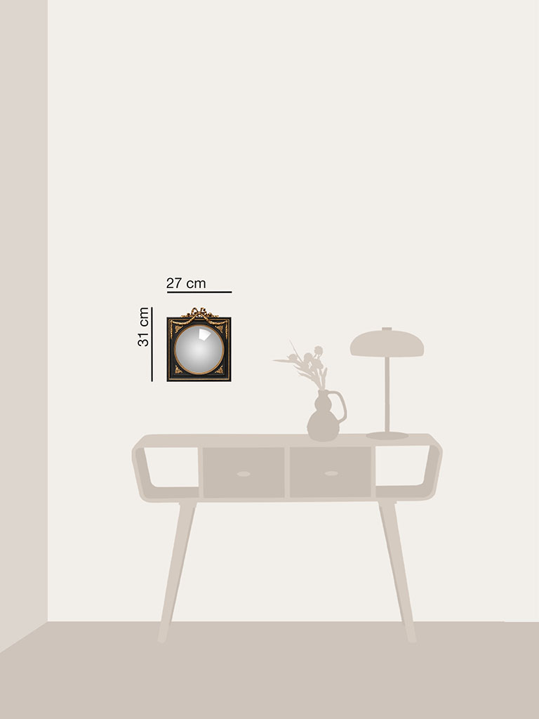 Convex mirror in black square frame with garland - 4