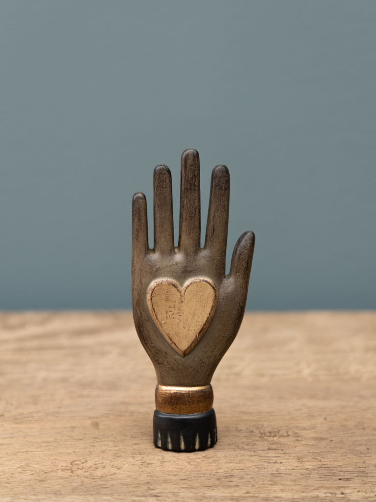 Golden heart on hand wall deco - 1