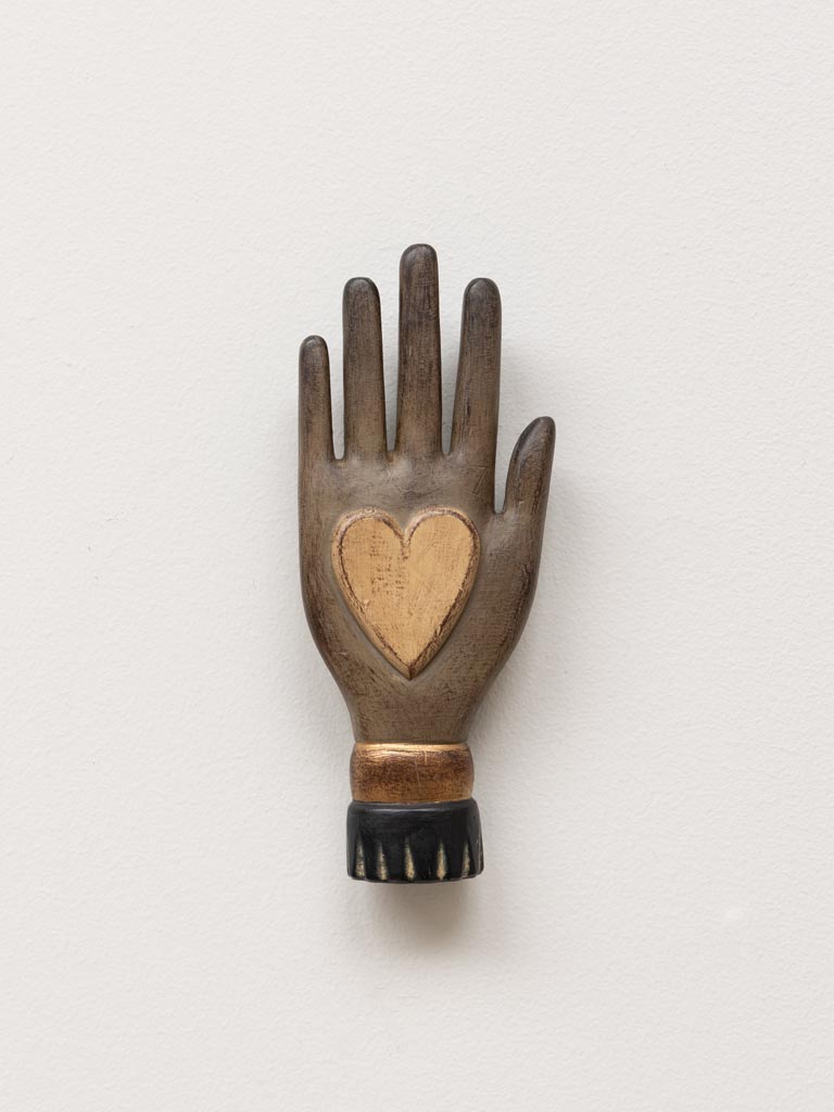 Golden heart on hand wall deco - 5