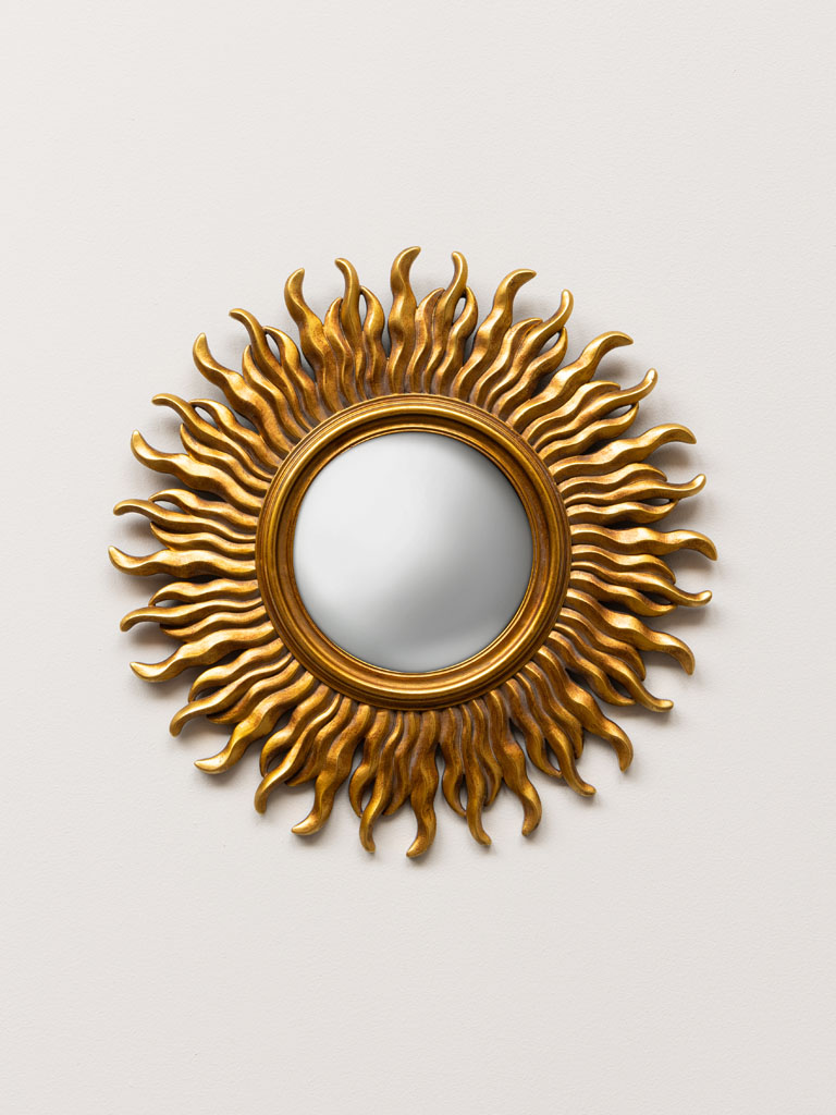 Magnifique miroir convexe bordures noir et dorées Chehoma