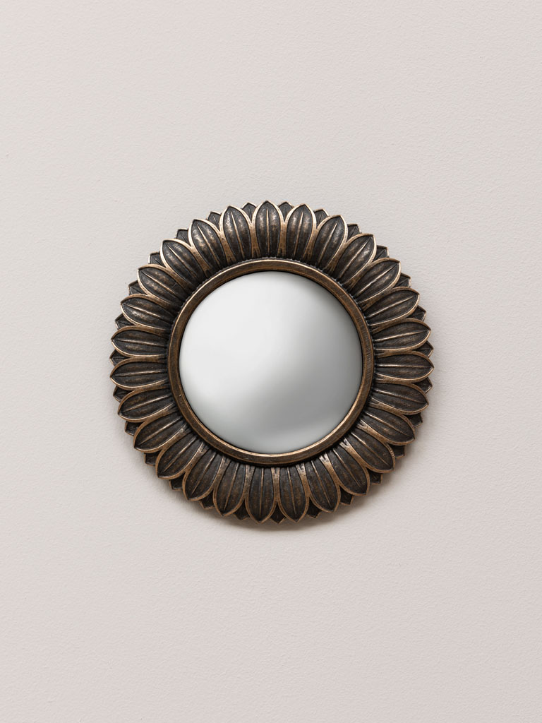 Petit miroir convexe feuilles bronze - 1