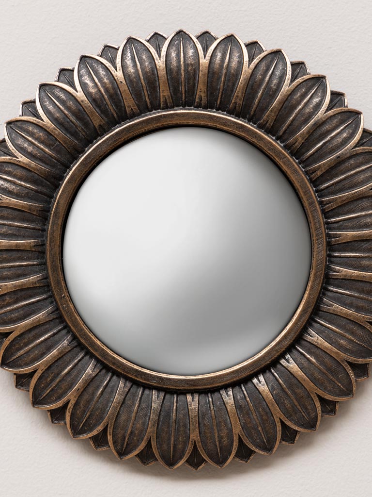 Small convex mirror bronze leaves - 3