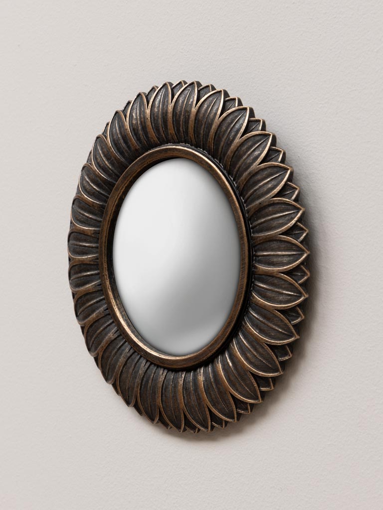 Small convex mirror bronze leaves - 5