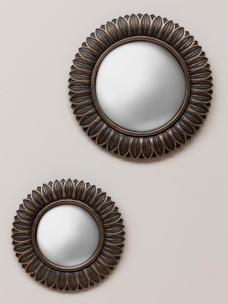 Petit miroir convexe feuilles bronze - 4