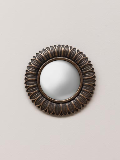 Small convex mirror bronze leaves