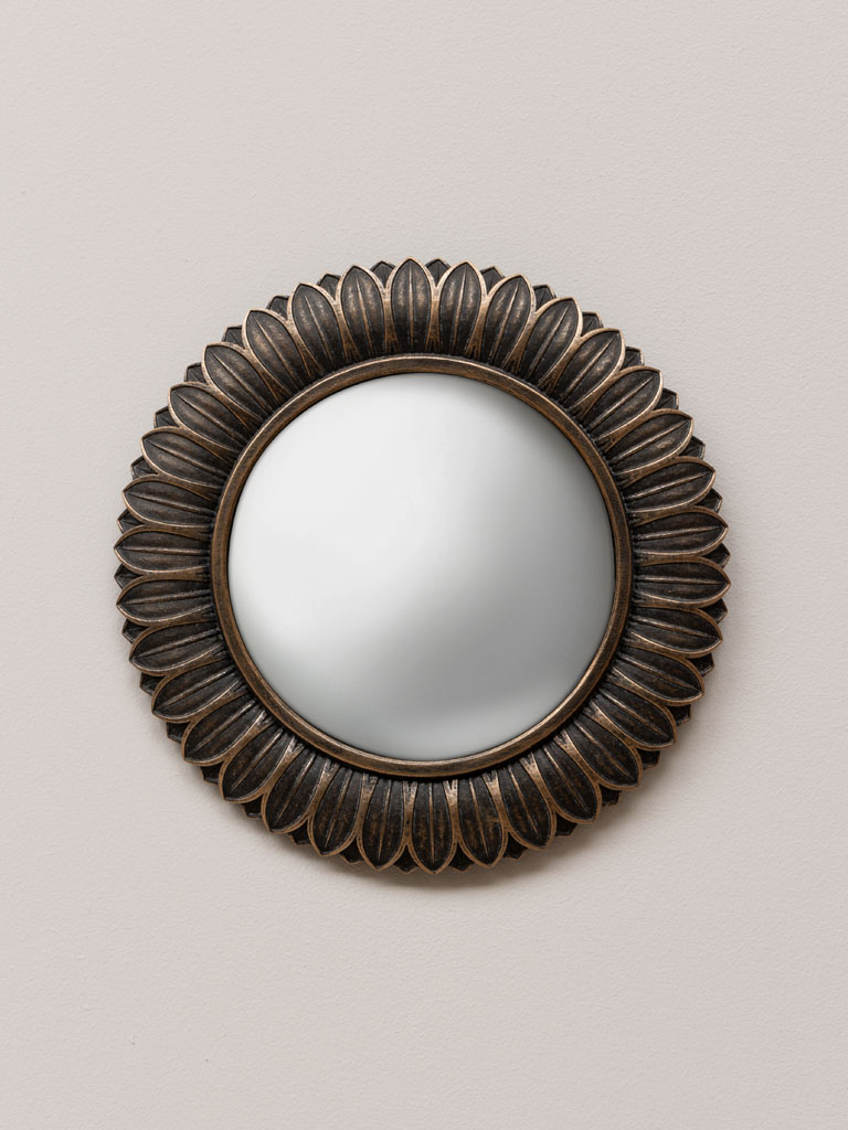 Miroir convexe feuilles bronze - 1