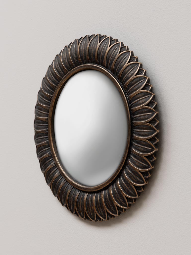 Miroir convexe feuilles bronze - 5