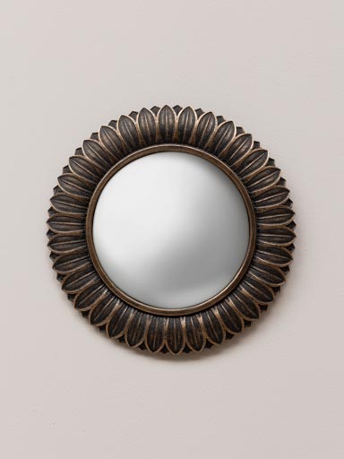 Miroir convexe feuilles bronze