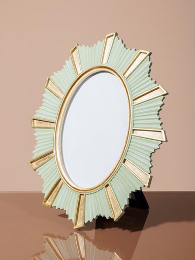 Oval photoframe green and gold (10x15)