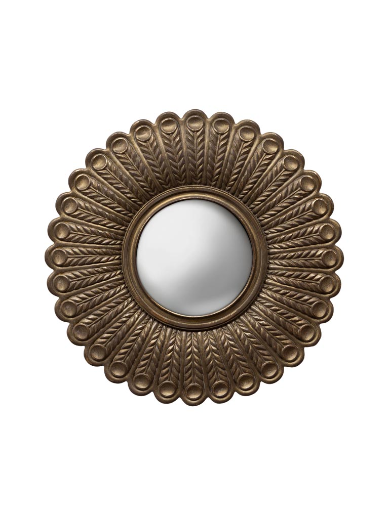 Miroir convexe plumes de paon dorées - 2