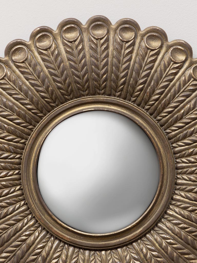 Miroir convexe plumes de paon dorées - 3